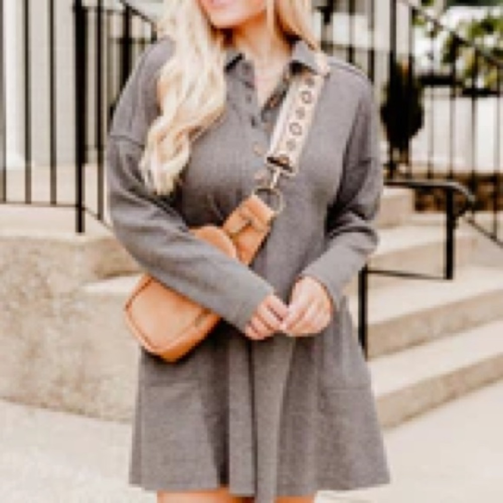 Charcoal Waffle Knit Dress - NWT
